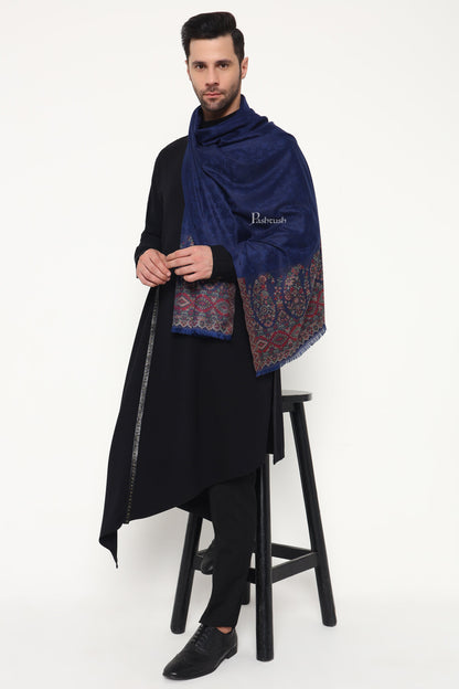 Pashtush India Mens Scarves Stoles and Mufflers Pashtush Mens Bamboo Stole, Ambi Palla Design, Blue