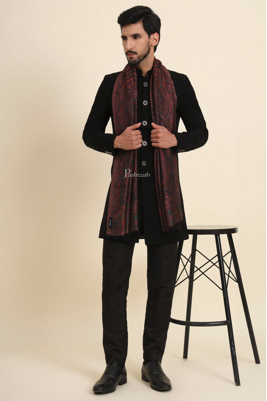 Pashtush India Mens Scarves Stoles and Mufflers Pashtush Mens Bamboo Stole, Antique Woven Design Design, Multicolour