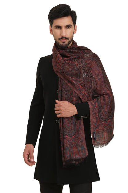 Pashtush India Mens Scarves Stoles and Mufflers Pashtush Mens Bamboo Stole, Antique Woven Design Design, Multicolour