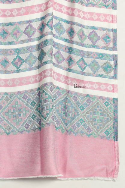 Pashtush India Mens Scarves Stoles and Mufflers Pashtush Mens Bamboo Stole, Aztec Weave Design, Blue Pink