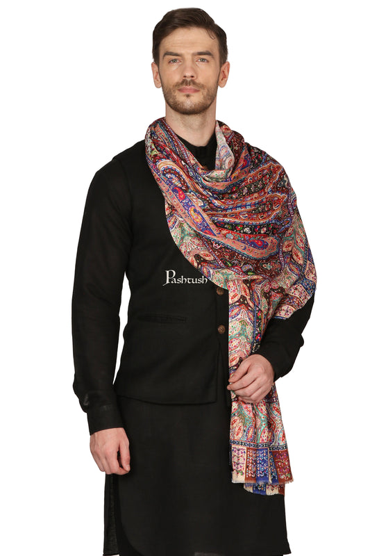 Pashtush India Mens Scarves Stoles and Mufflers Pashtush Mens bamboo Stole, Kalamkari Printed Ethnic Scarf
