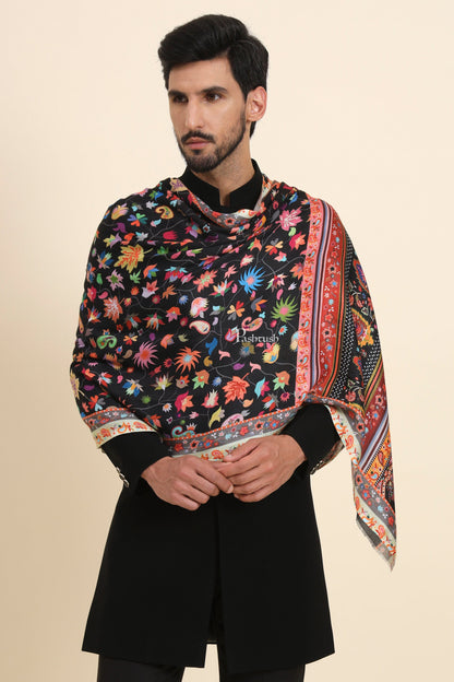 Pashtush India Mens Scarves Stoles and Mufflers Pashtush Mens Bamboo Stole, Paisley  Design, Black