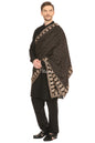 Pashtush India Mens Shawls Gents Shawl Pashtush Mens Black Velvet Shawl, With Tilla Zardozi Embroidery