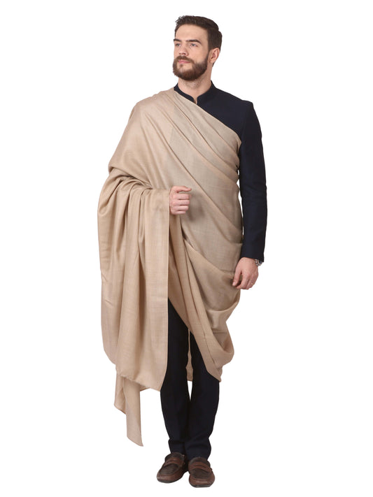 Pashtush India Mens Shawls Gents Shawl Pashtush Mens Blended Wool Ring Shawl, Blended Wool, Light Weight, Beige