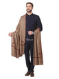 Pashtush India Mens Shawls Gents Shawl Pashtush Mens Border Embroidery Mens Shawl With Handwork In Dark Taupe
