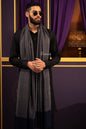 Pashtush India Mens Shawls Gents Shawl Pashtush Mens Cashmere Shawl, Reversible Design, Dark Grey