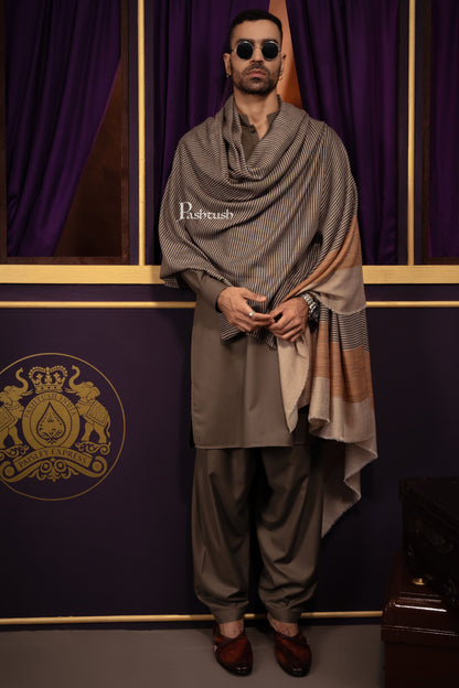 Pashtush India Mens Shawls Gents Shawl Pashtush Mens Cashmere Shawl, Reversible Design, Multicolour