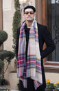 Pashtush India 70x200 Pashtush Mens Cashmere Wool Checkered Scarf