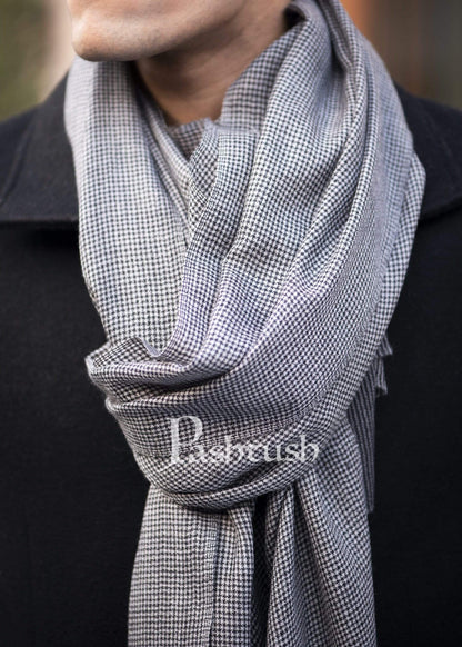 Pashtush India 70x200 Pashtush Mens Cashmere - Wool, Reversible Muffler, Dapper Grey