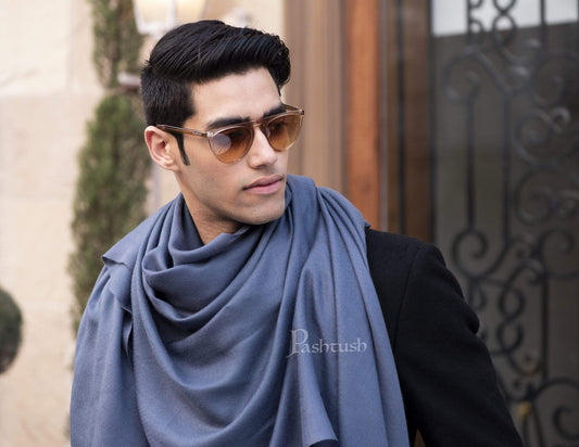 Pashtush India 70x200 Pashtush Womens Cashmere & Wool Scarf, Bul-bul Weave, Yale Blue