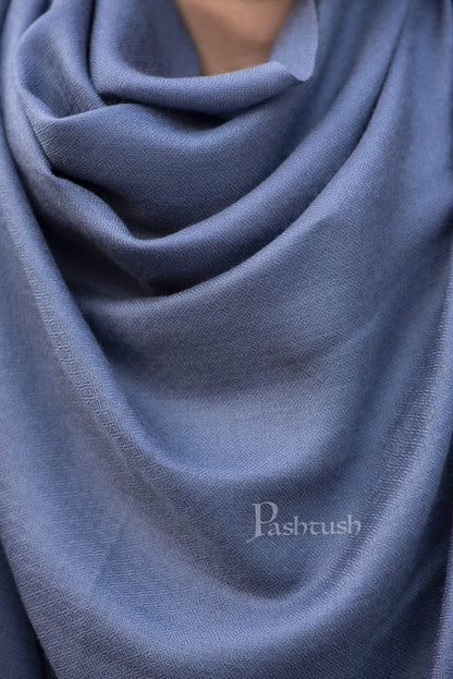 Pashtush India 70x200 Pashtush Womens Cashmere & Wool Scarf, Bul-bul Weave, Yale Blue