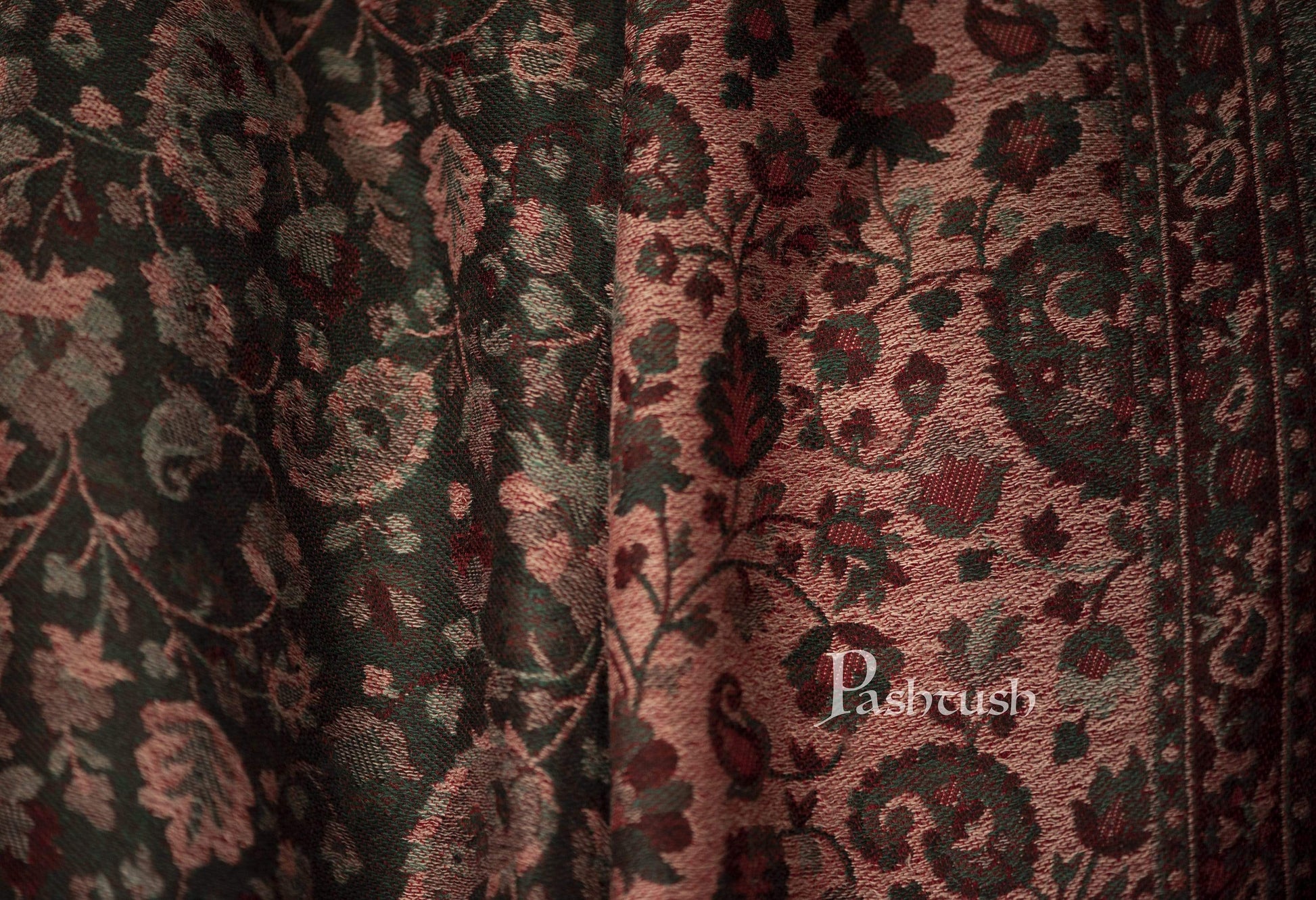 Pashtush India 70x200 Pashtush Mens Cashmere Wool Scarf, Reversible Weave, Twin Coloured Paisley Weave Scarf
