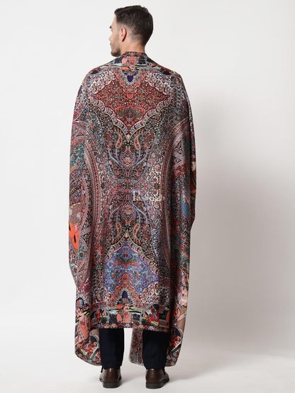 Pashtush India Mens Shawls Gents Shawl Pashtush Mens Darbar Printed Shawl, 100% Pure, Woolmark Certified,Full Size