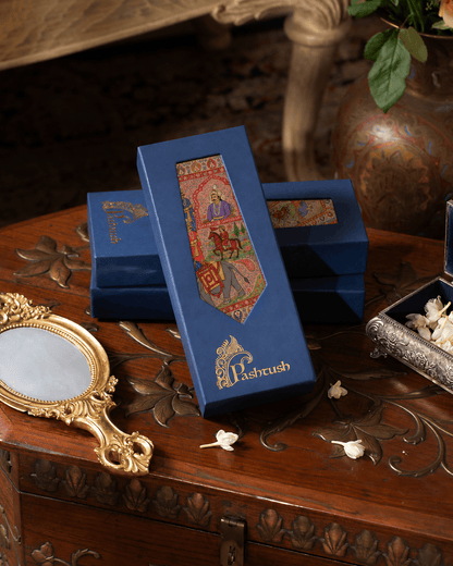 Pashtush India Gift Pack Pashtush Mens Darbar Sartorial Pocket Square, Mughal Miniature Art, Ultra Soft Silky Texture.