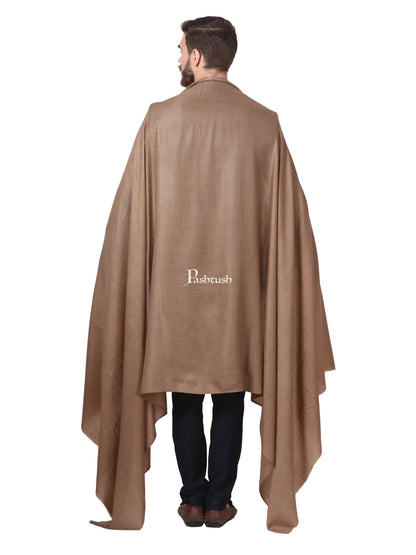 Pashtush India Mens Shawls Gents Shawl Pashtush Mens Diamond Weave Shawl, Fine Wool, Medium Size, Taupe