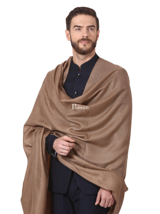 Pashtush India Mens Shawls Gents Shawl Pashtush Mens Diamond Weave Shawl, Fine Wool, Medium Size, Taupe