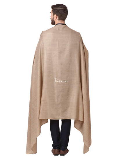 Pashtush India Mens Shawls Gents Shawl Pashtush Mens Diamond Weave Shawl, Fine Wool Medium Size, taupe