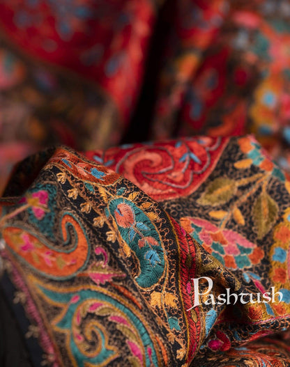 Pashtush India 100x200 Pashtush Mens Embroidered Jamawar Stole, Fine Wool, Soft and Warm