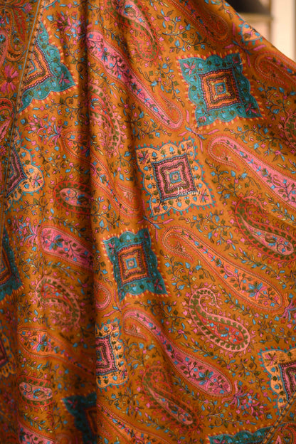 Pashtush India 100x200 Pashtush Mens Embroidered Jamawar Stole, Fine Wool, Soft and Warm