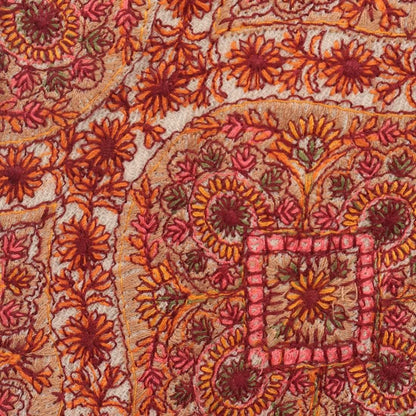 Pashtush Mens Embroidered Necktie, Wool, Paisley Design, Beige
