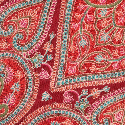 Pashtush India Tie Pashtush Mens Embroidered Necktie, Wool, Paisley Design, Maroon