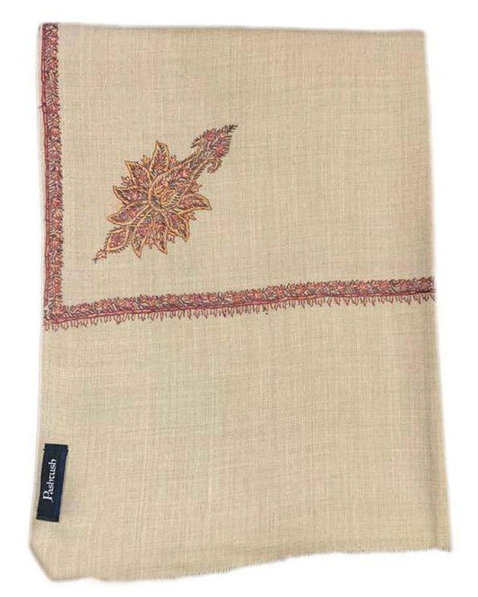 Pashtush Mens Embroidery Shawl, Thick Wool Shawls, 100% Handmade Embroidery, Woolmark, Sahara