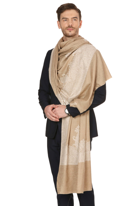 Pashtush India Mens Shawls Gents Shawl Pashtush Mens Embroidery Tone On Tone, Shawl, Medium