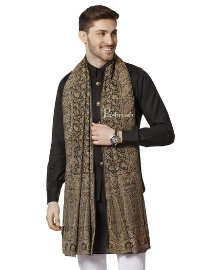 Pashtush India 70x200 Pashtush Mens Ethic Stole, Fine Wool, Soft and Warm, Earthy Hues