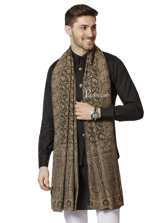 Pashtush India 70x200 Pashtush Mens Ethic Stole, Fine Wool, Soft and Warm, Earthy Hues