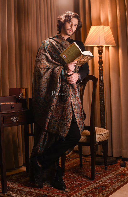 Pashtush India Mens Shawls Gents Shawl Pashtush Mens Ethnic Shawl, Mens Lohi , Full Size, Fine Wool
