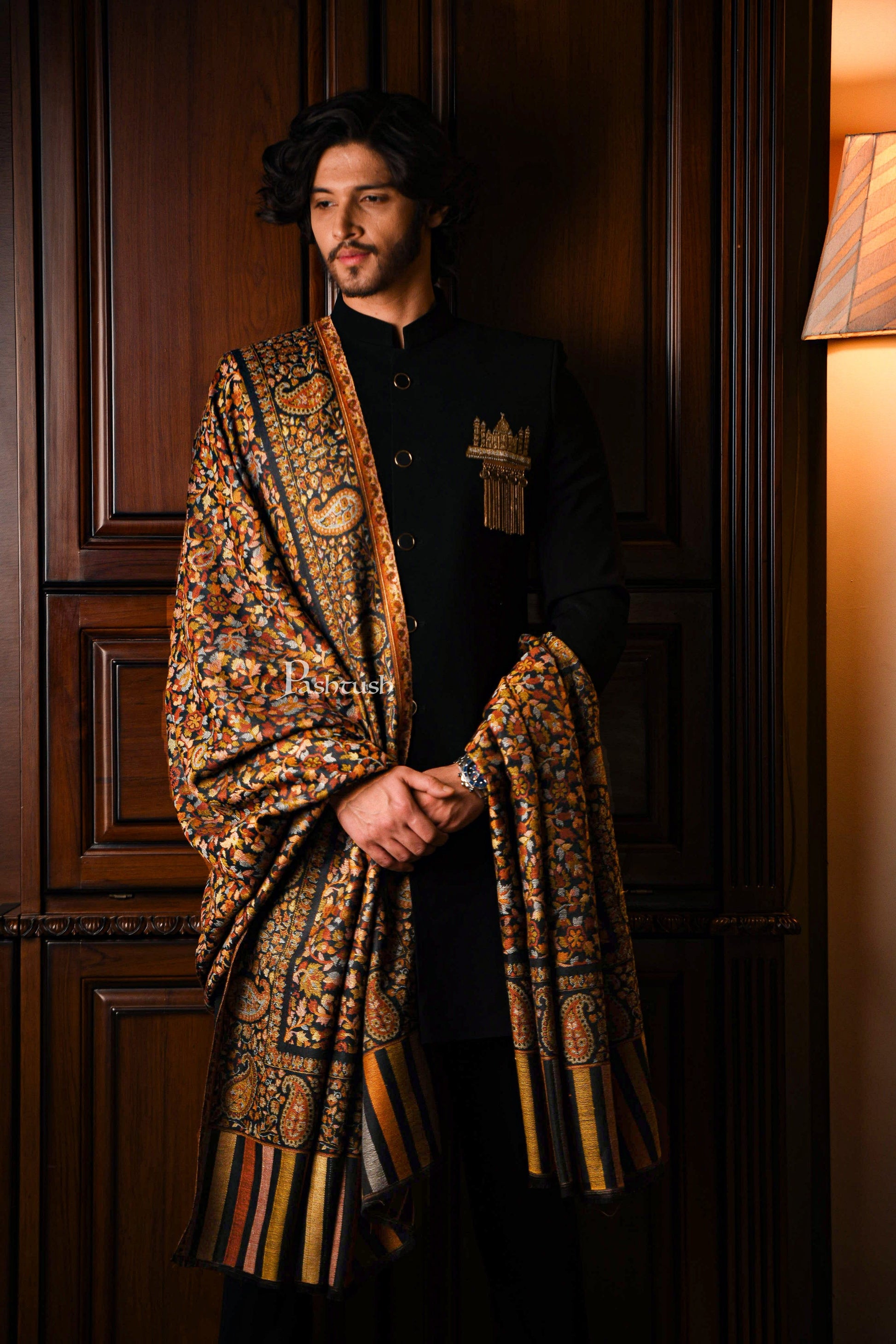 Pashtush India Mens Shawls Gents Shawl Pashtush Mens Ethnic Shawl, Mens Lohi , Full Size, Fine Wool