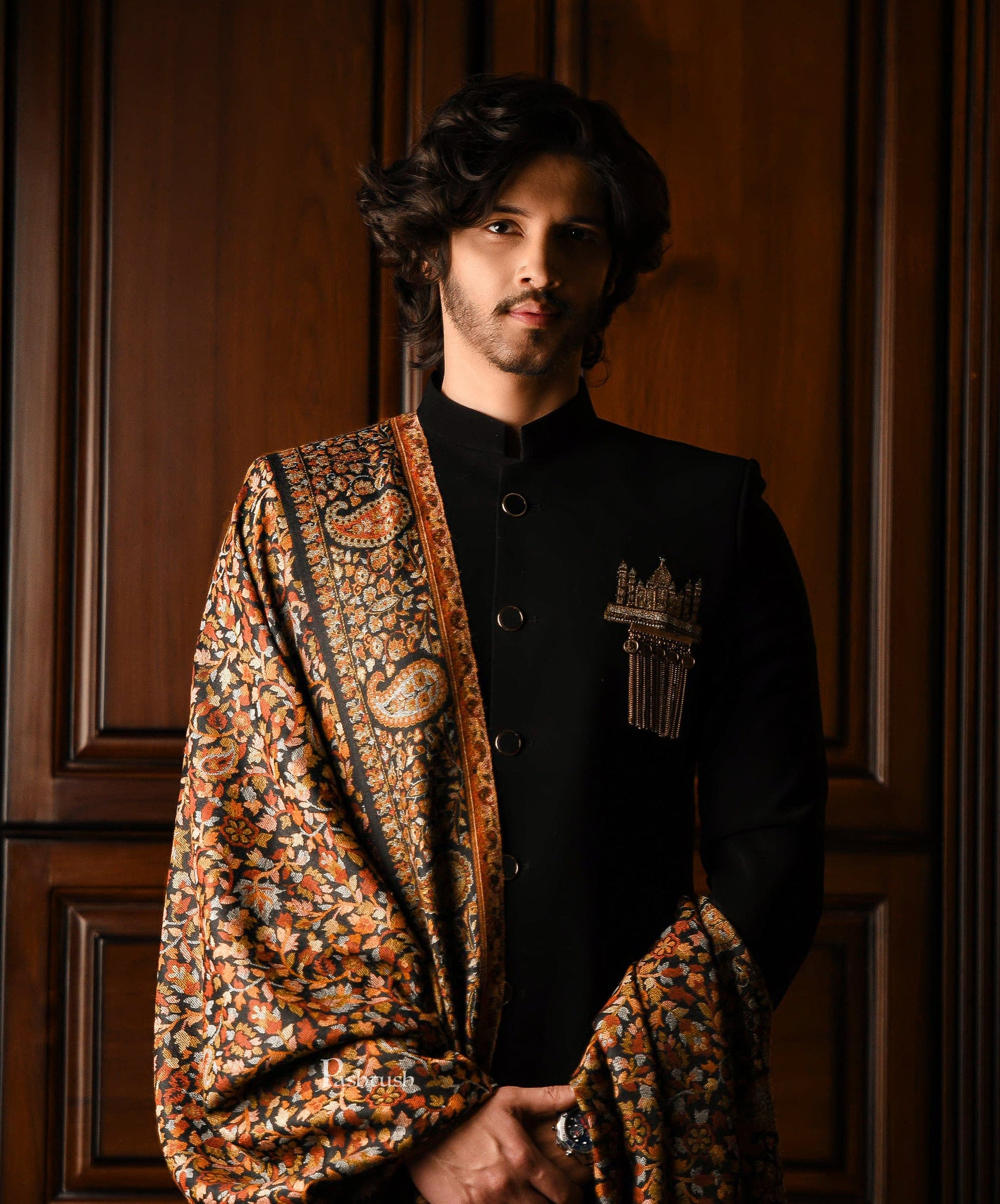 Pashtush India Mens Shawls Gents Shawl Pashtush Mens Ethnic Shawl, Mens Lohi , Full Size, Fine Wool
