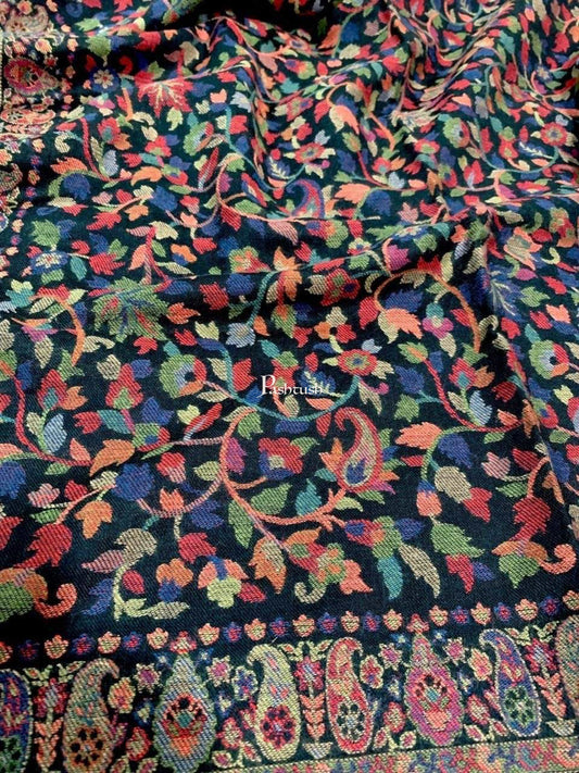 Pashtush India Mens Shawls Gents Shawl Pashtush Mens Ethnic Shawl, Mens Lohi, Full Size, Fine Wool, Black