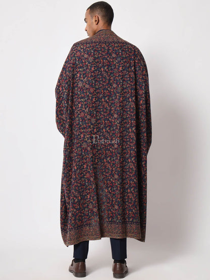 Pashtush India Mens Shawls Gents Shawl Pashtush Mens Ethnic Shawl, Mens Lohi, Full Size, Fine Wool, Navy Blue