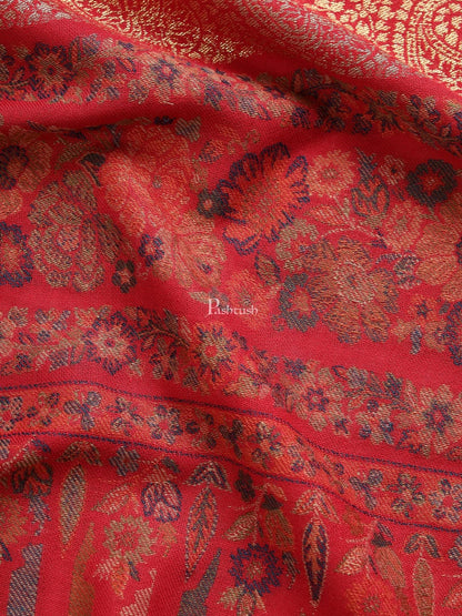 Pashtush India Mens Shawls Gents Shawl Pashtush Mens Ethnic Shawl, Mens Lohi , Full Size, Fine Wool, With Metallic Weave, Red