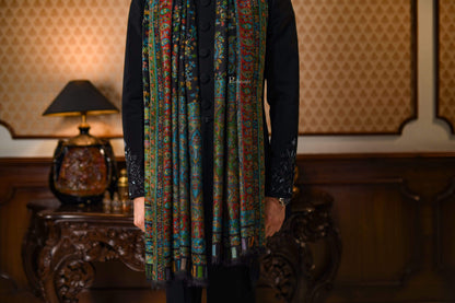Pashtush India 100x200 Pashtush Mens Ethnic Shawl, Multi-Colored Weave, Pure Wool, Woolmark Certificate