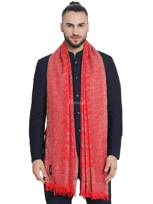 Pashtush India 100x200 Pashtush Mens Ethnic Stole, Faux Pashmina, Soft and Warm (Scarlet Red)