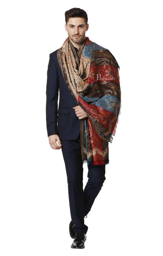 Pashtush India 0 Pashtush Mens Ethnic Stole, Multicoloured, Faux Pashmina