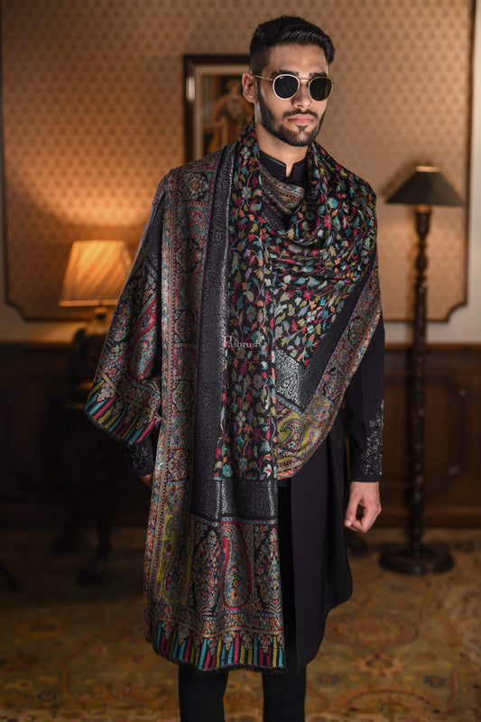 Pashtush India 70x200 Pashtush Mens Ethnic Weave Multicoloured Ultra Soft Bamboo Stole