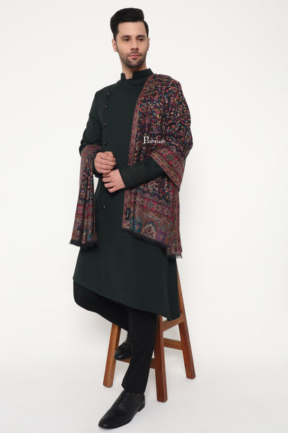 Pashtush India Mens Scarves Stoles and Mufflers Pashtush Mens Ethnic Weave Stole, Woven Design, Black