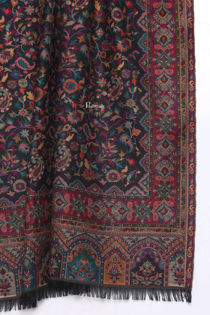 Pashtush India Mens Scarves Stoles and Mufflers Pashtush Mens Ethnic Weave Stole, Woven Design, Black