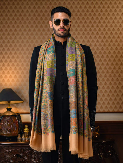 Pashtush India 100x200 Pashtush Mens Extra Fine Ethnic Shawl, Pure Wool, Woolmark Certificate