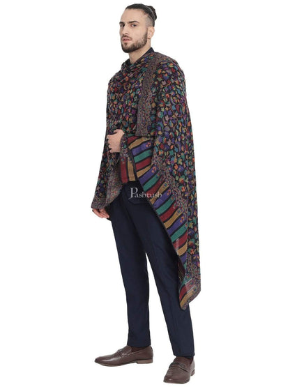 Pashtush India 100x200 Pashtush Mens Extra Fine Soft Ethnic Weave Stole, Fine Wool