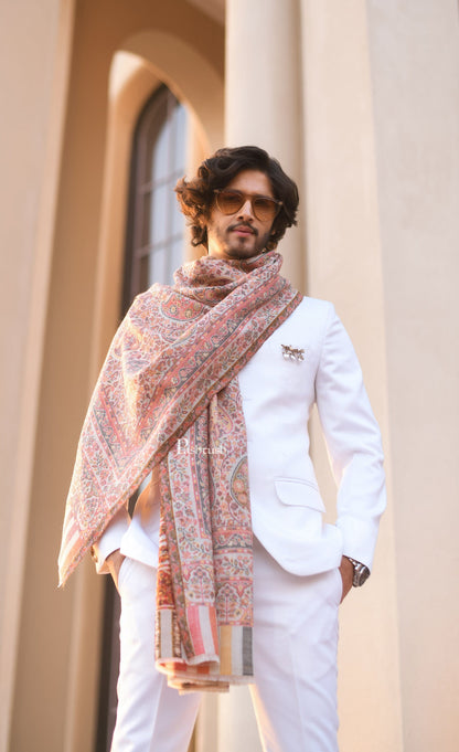 Pashtush India PASHTUSH MENS EXTRA FINE WOOL, ETHNIC WEAVE STOLE