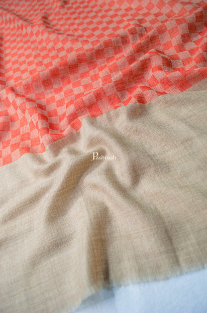 Pashtush India Mens Scarves Stoles and Mufflers Pashtush Mens Extra Fine Wool Reversible Stole, Checkered Design, Deep Orange