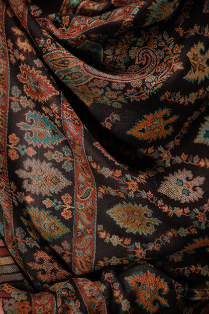Pashtush India Mens Shawls Gents Shawl Pashtush mens Extra Fine Wool shawl, Ethnic design, Black