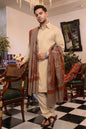 Pashtush India Mens Shawls Gents Shawl Pashtush Mens Extra Fine Wool Shawl, Heavy Embroidery Design, Taupe