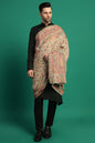 Pashtush India Mens Shawls Gents Shawl Pashtush Mens Extra Fine Wool Shawl, Paisley Design, Beige