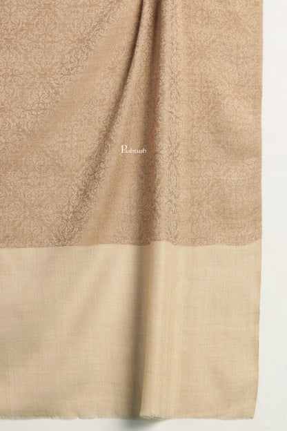 Pashtush India Mens Shawls Gents Shawl Pashtush Mens Extra Fine Wool Shawl, Paisley Design, Beige