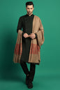 Pashtush India Mens Shawls Gents Shawl Pashtush Mens Extra Fine Wool Shawl, Paisley Design, Taupe